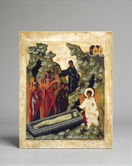 Gospel scene icon Myrrh-Bearing Women
Orthodox icon of the empty tomb of Christ