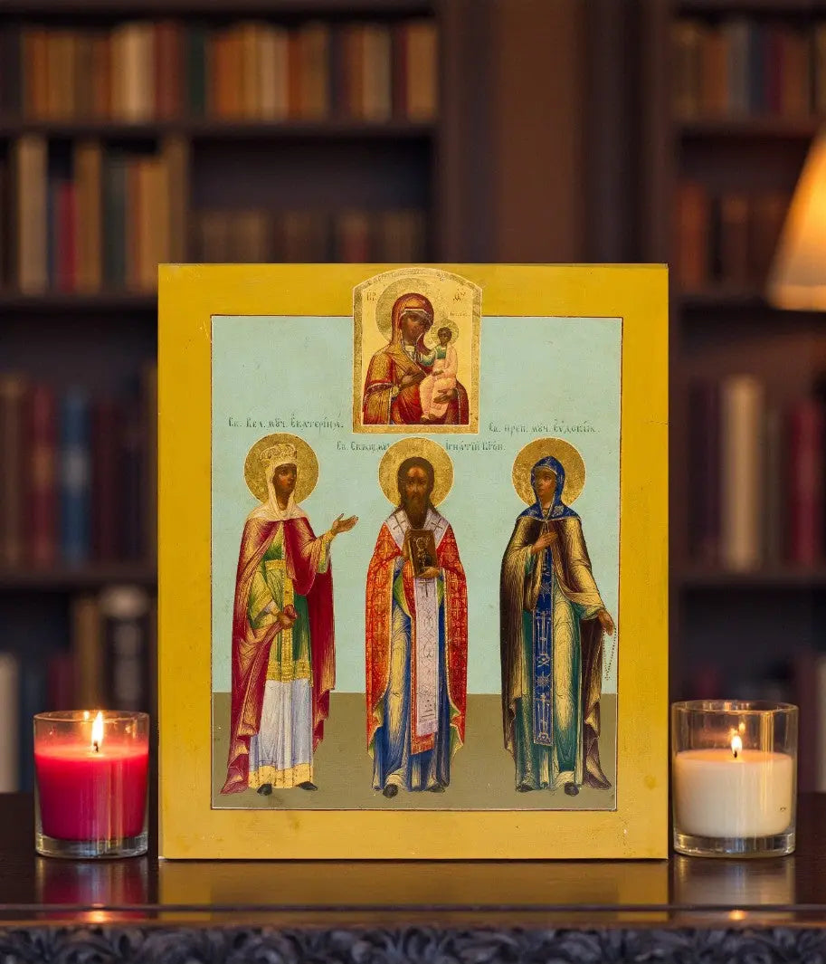 Icon of Great Martyr Catherine, Ignatius the God-Bearer & Eudokia | Hodegetria Orthodox Icon icons