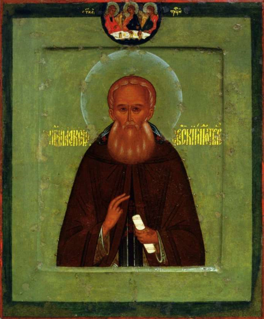 Saint Reverend Superior Alexander Svirsky. Wooden orthodox icon.