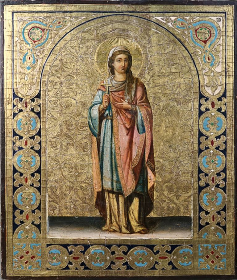 Martyr Faina of Ancyra (of Corinth). Wooden orthodox icon