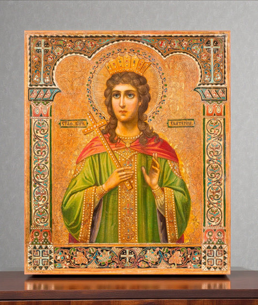Saint Great Martyr Catherine of Alexandria. Wooden orthodox icon. icons