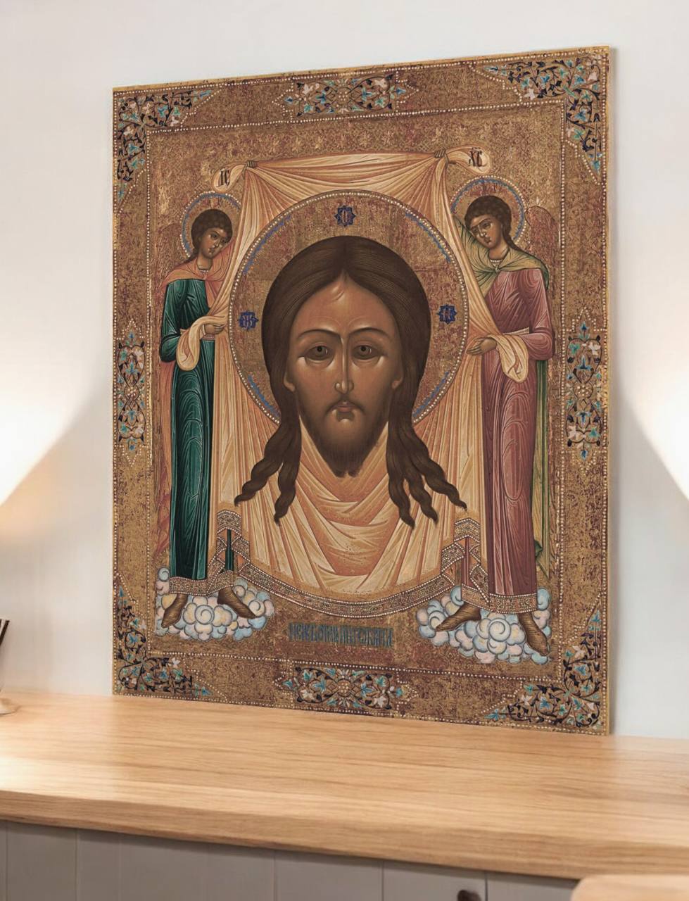 The Icon of Jesus Christ “Not Made by Hands” (Ubrus) with Two Angels