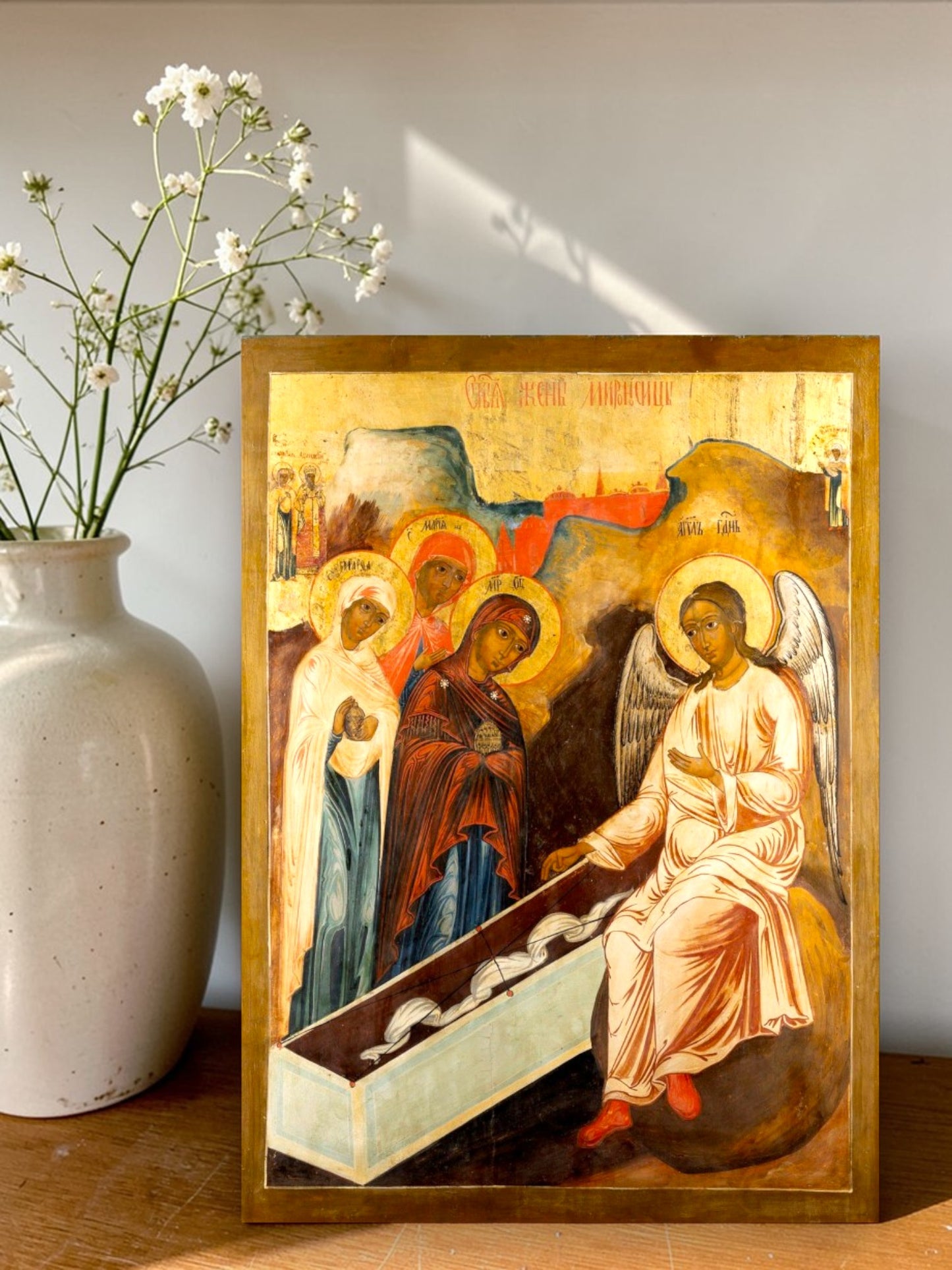 As Mulheres Miróforas. Ícone ortodoxo de madeira