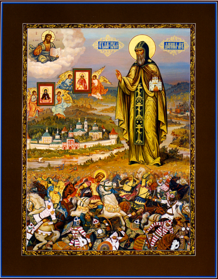 Saint Righteous Prince Daniel of Moscow. Wooden orthodox icon.