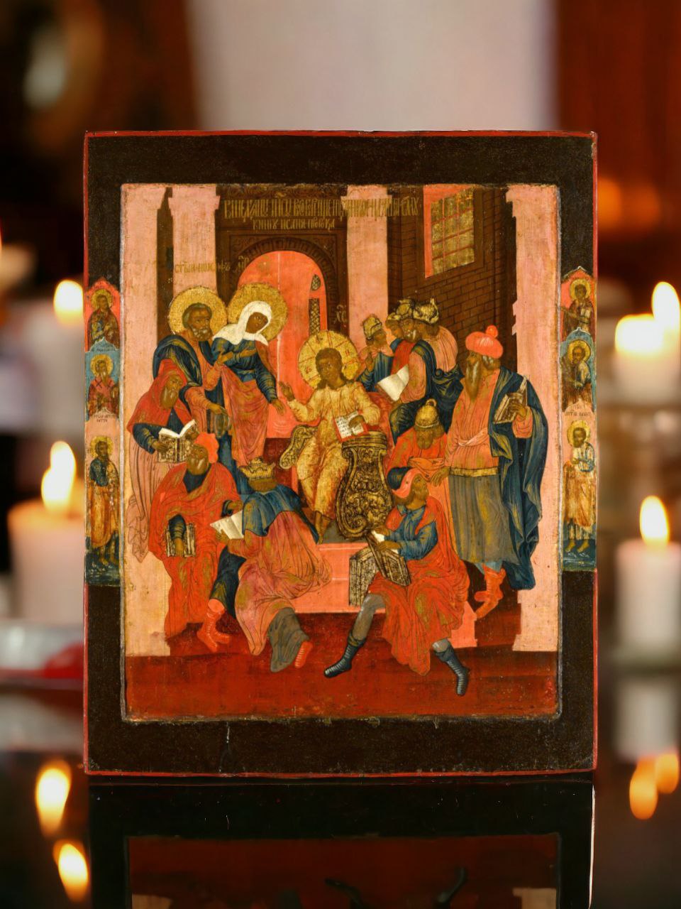Wooden Icon of Jesus Christ Teaching in the Temple