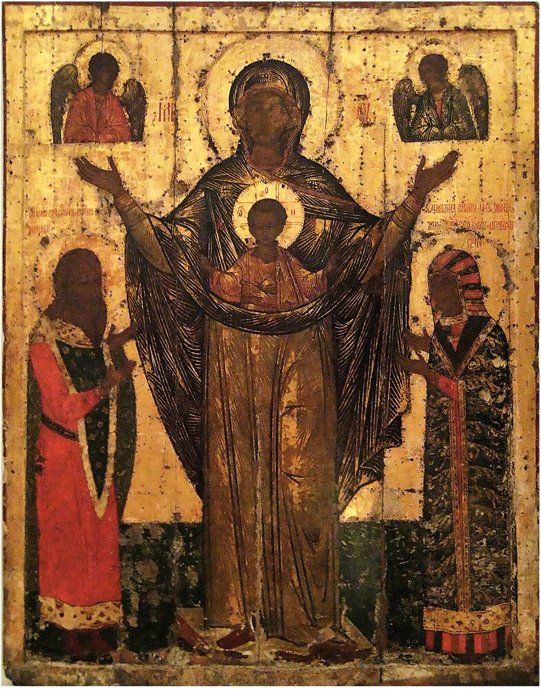 Wooden Icon of the Mother of God the Great Panagia (Oranta) of Mirozh or Mirozhskaya