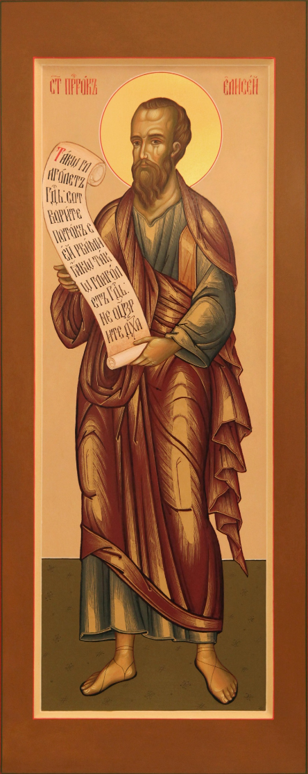 Holy Prophet Elisha. Wooden orthodox icon.