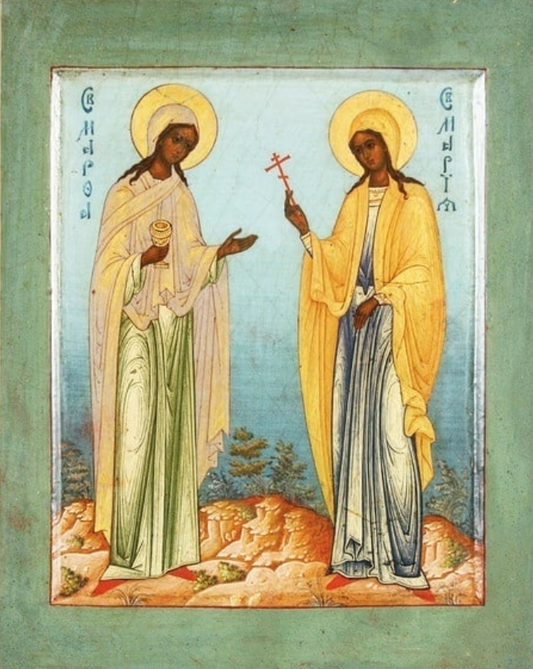 Saints Martha and Mary. Wooden orthodox icon