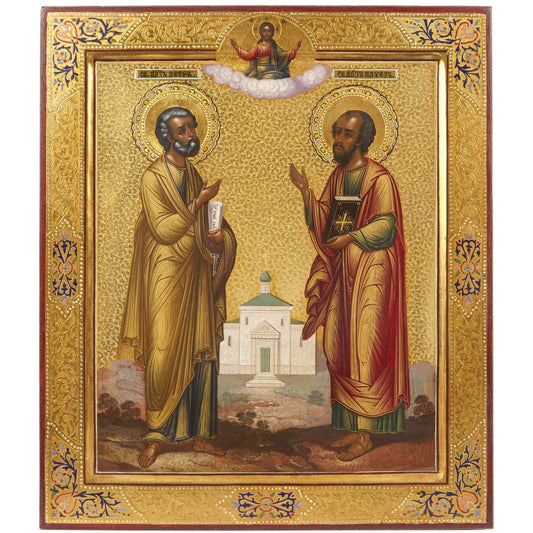 Icon of the Holy Apostles Peter and Paul - Icon of the Two Pillars of the Church, Founders of the See of Rome &amp; Supreme Chiefs of the Apostles