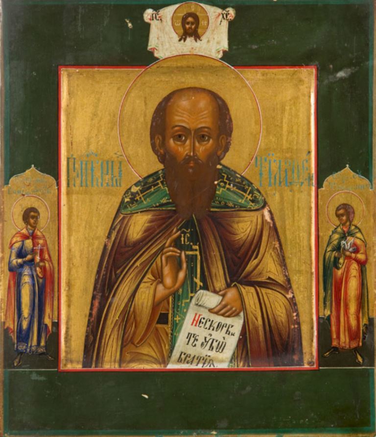 Venerable Hermit Timothy of Olympus. Wooden orthodox icon.