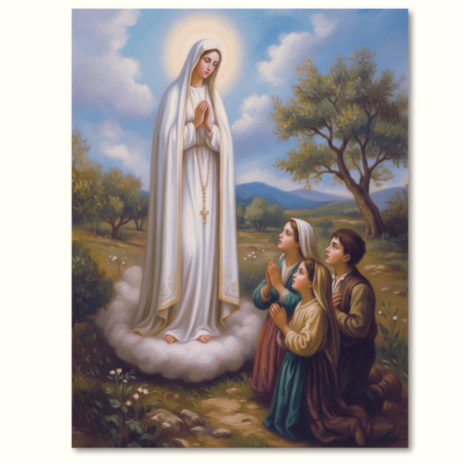Our Lady of Fatima Icon – Apparition of the Virgin Mary in Fatima, Portugal, Catholic Marian Devotional Icon