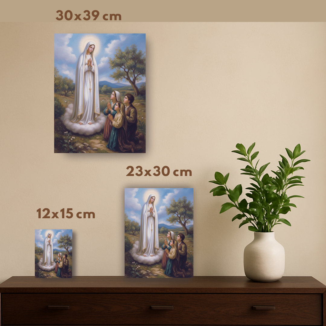 Virgin Mary appearing to three shepherd children icon