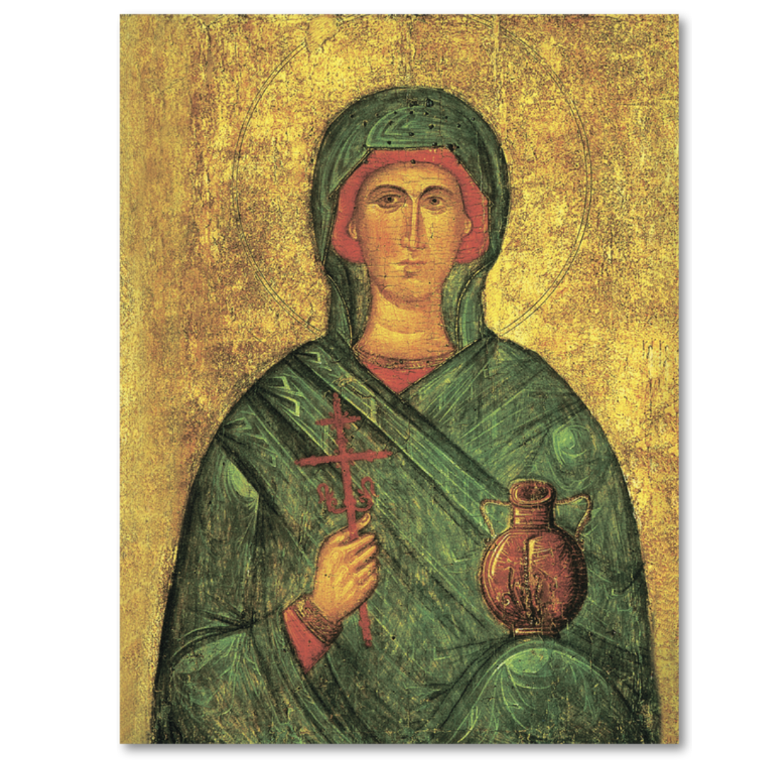 Wooden Christian icon of Saint Anastasia Illyrian Roman martyr and healer for Orthodox prayer corner