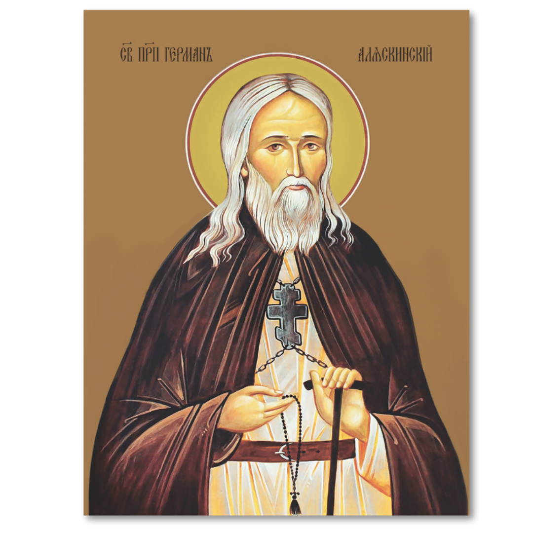 Wooden icon of Saint Herman protector of native Alaskans