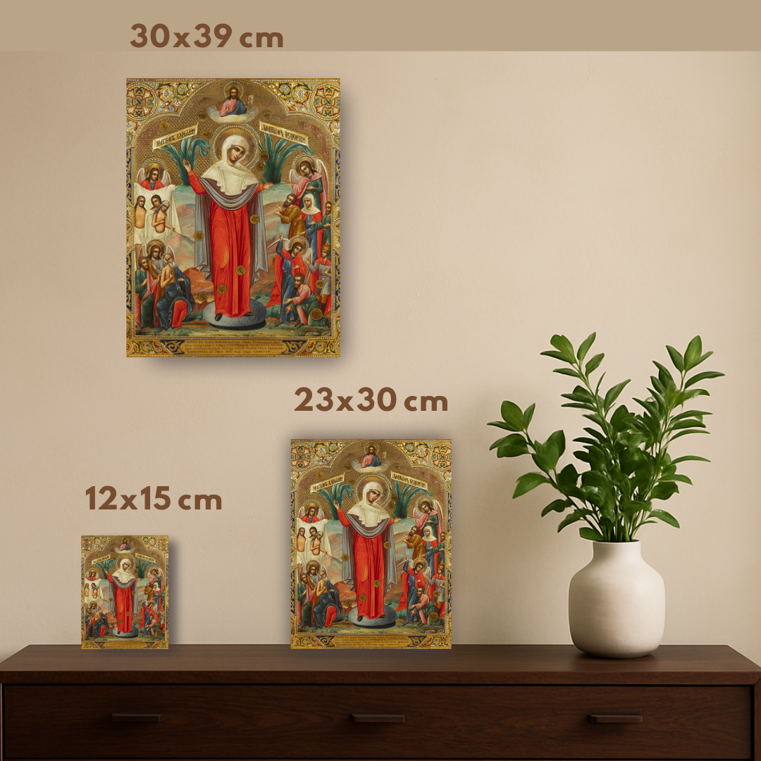 Joy of All Who Sorrow Orthodox icon on wood