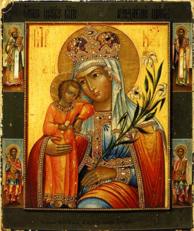 Wooden Icon of the Mother of God "Unfading Flower"