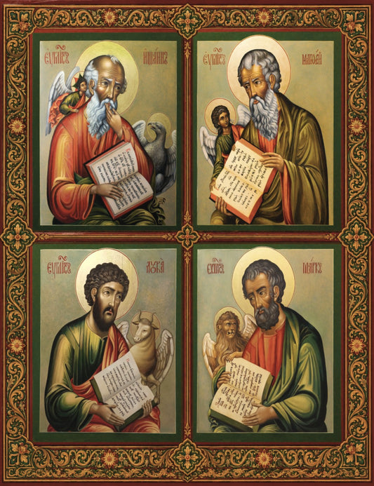 The Four Holy Evangelists - Icon of the Holy Apostles Matthew, Mark, Luke and John | Handcrafted Orthodox Icon