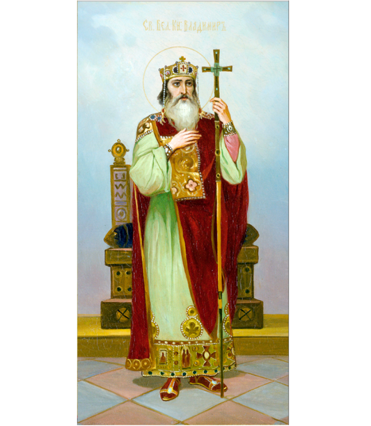 Saint Equal-to-the-Apostles Prince Vladimir, or Volodymyr the Great. Wooden orthodox icon.