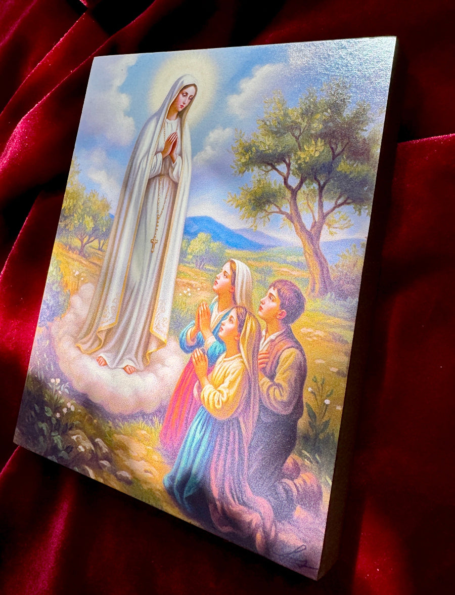 Our Lady of Fatima Icon – Apparition of the Virgin Mary in Fatima, Portugal, Catholic Marian Devotional Icon