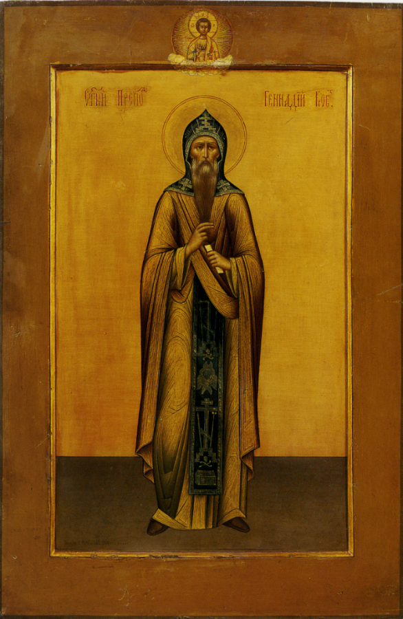 Saint Venerable Father Gennadius of Kostroma and Liubimograd. Wooden orthodox icon.