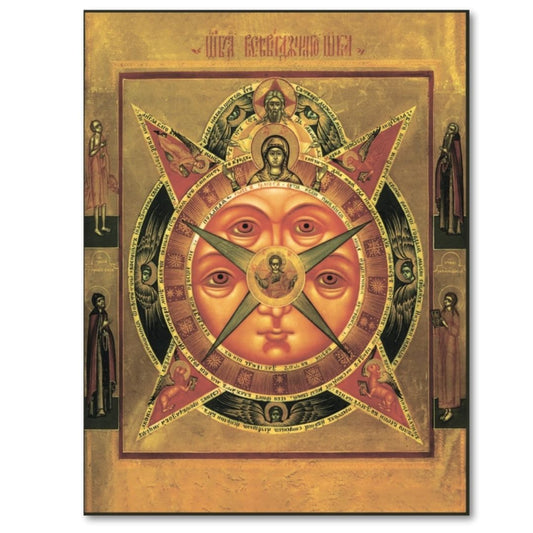 Orthodox Icon “The All-Seeing Eye of God” — Rare 19th Century Russian Symbolic Icon, Divine Providence & Cosmic Harmony