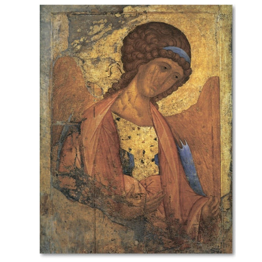 Orthodox wooden icon of Archangel Michael by Andrei Rublev design