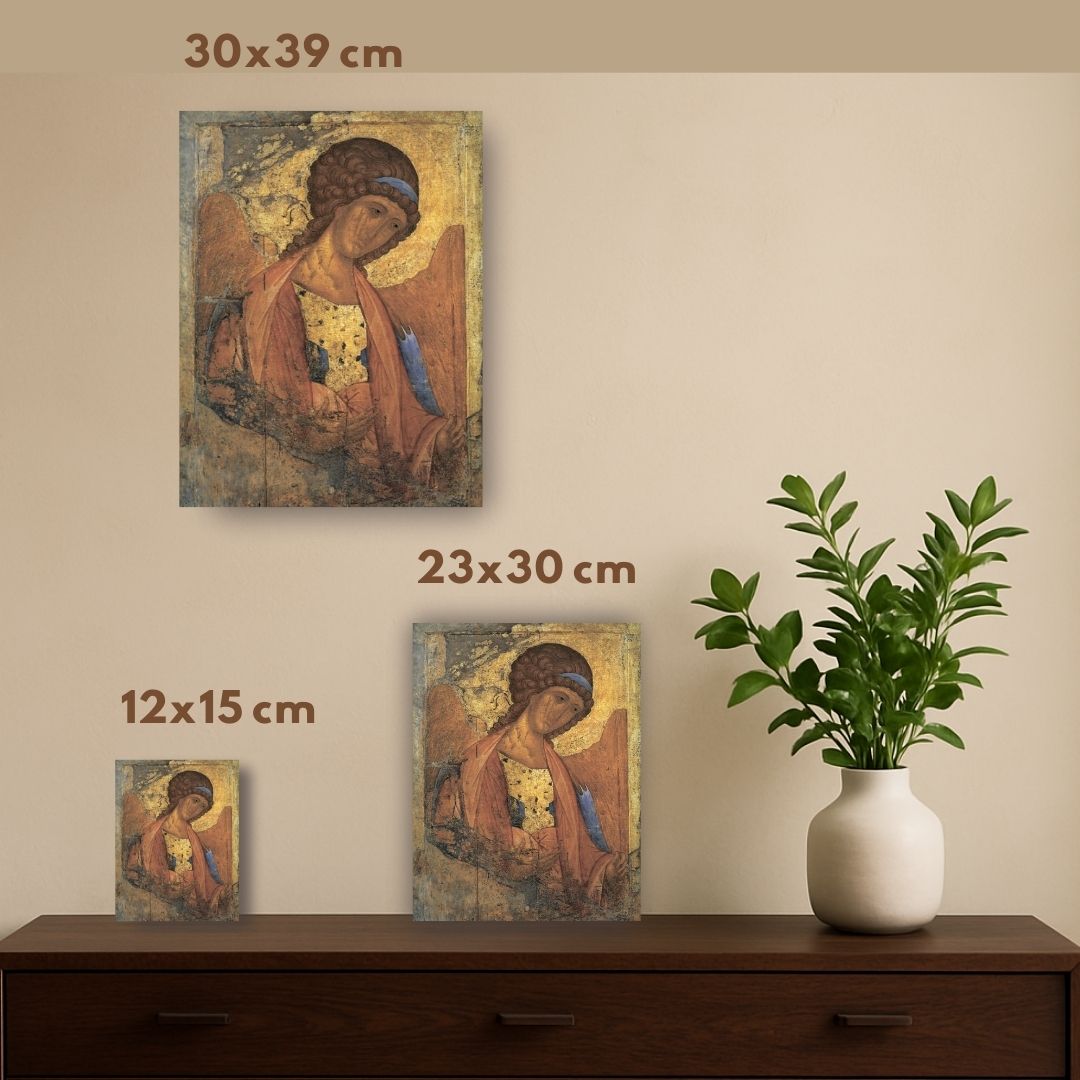 Handmade Christian icon of Archangel Michael defender of the Church
