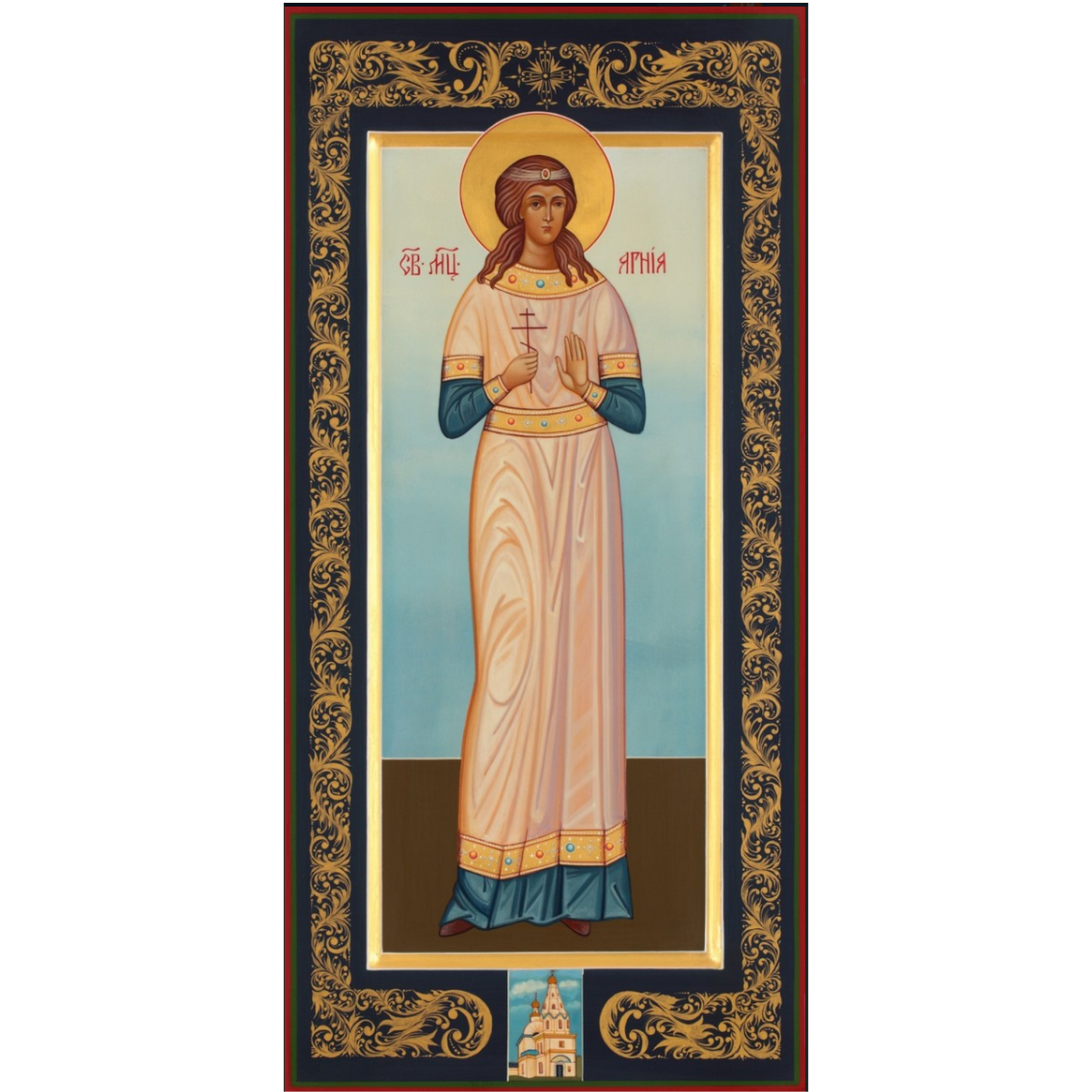 Wooden Icon of the holy martyr Agnia 