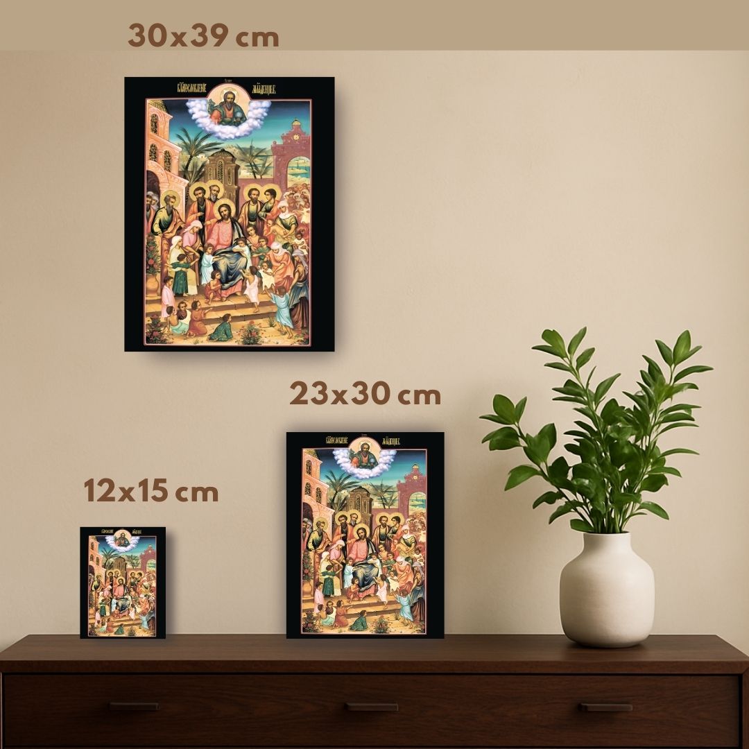 Orthodox wall art of Christ welcoming children – Christian handmade ico