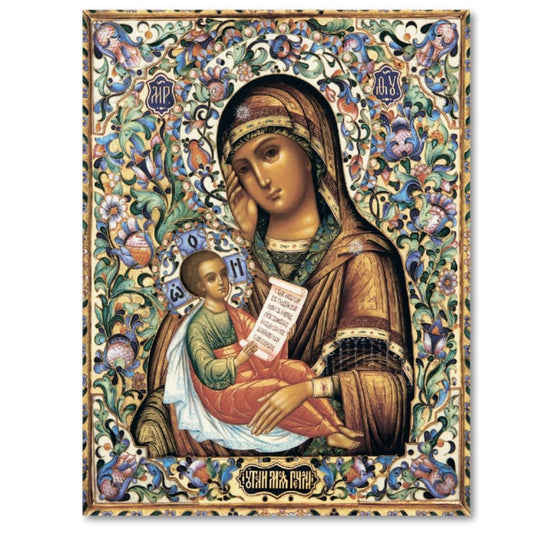 Mother of God Virgin Mary the Theotokos "Ease My Sorrows". Wooden orthodox icon