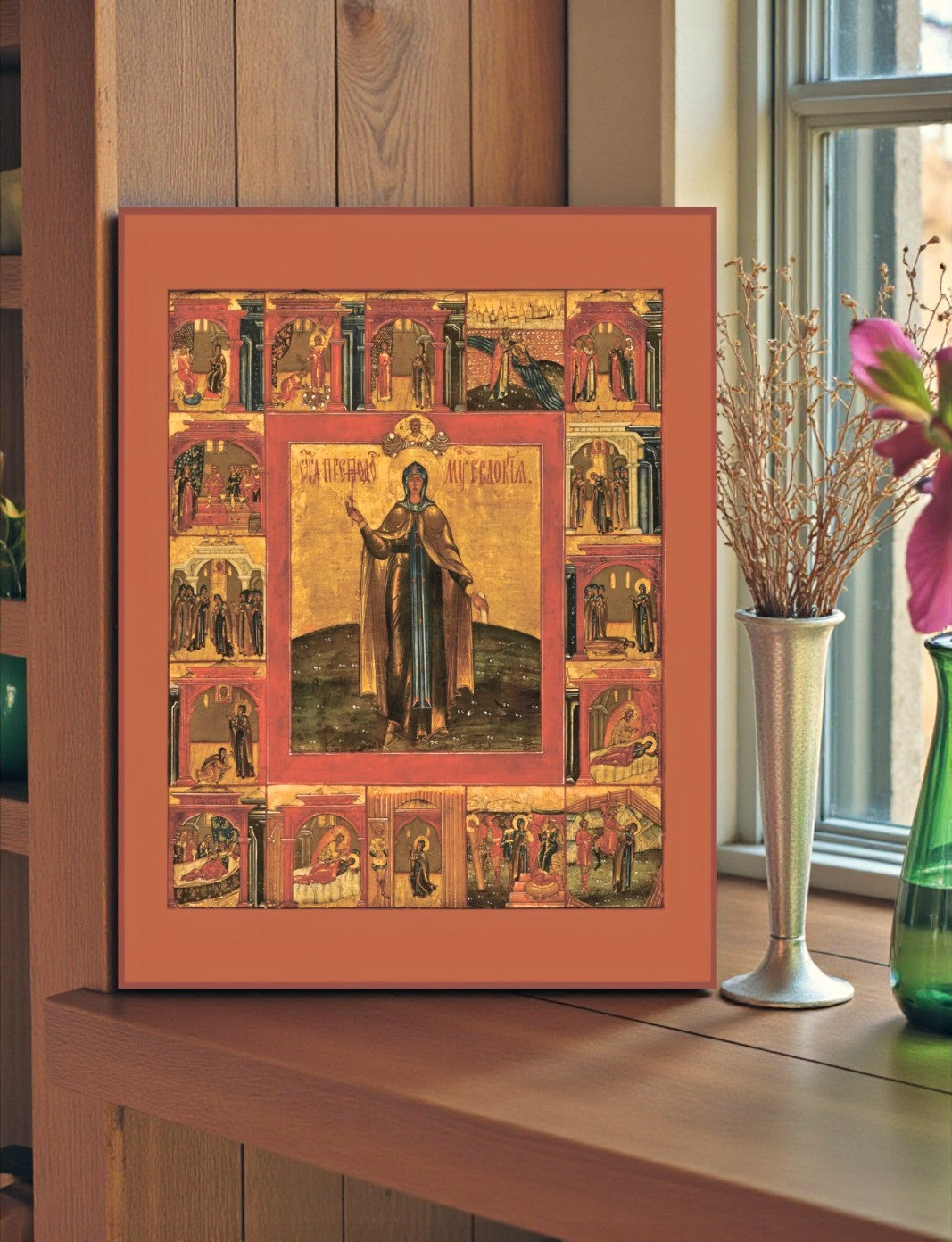 Saint Eudokia of Heliopolis Icon Orthodox Venerable Martyr Wooden Icon Christian Saint Wall Art Repentance Faith Gift