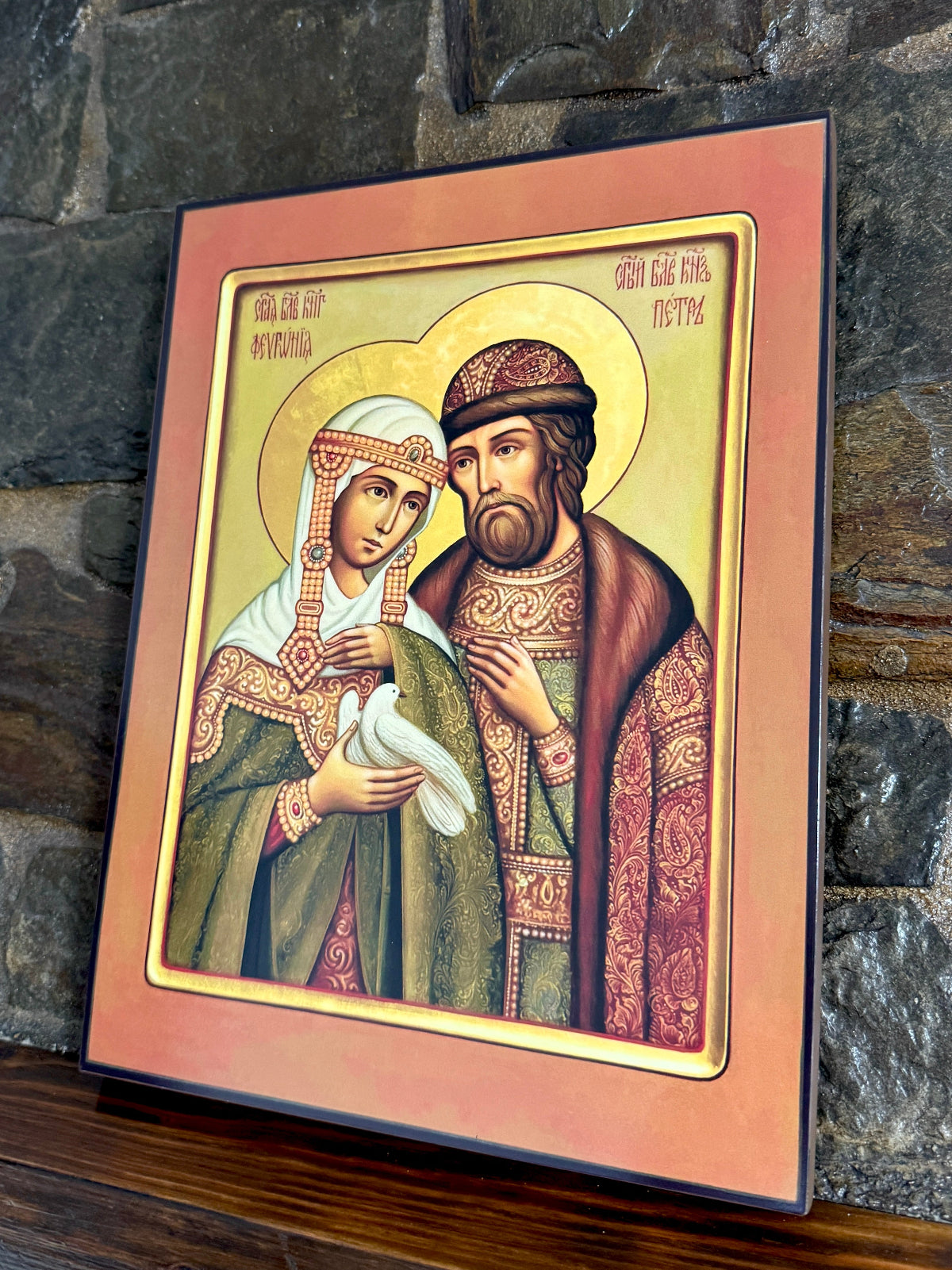 Icon of Saints Peter and Fevronia of Murom with a White Dove — Heavenly Protectors of Marriage, Family, and Christian Love