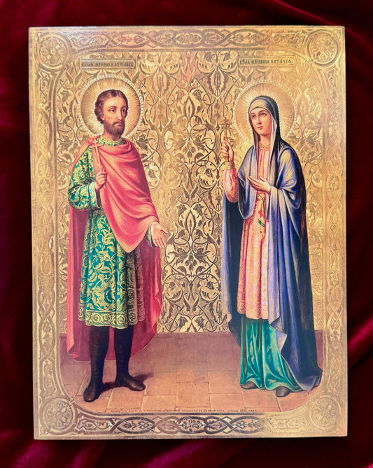 Wooden Icon of Saints Adrian and Natalia of Nicomedia