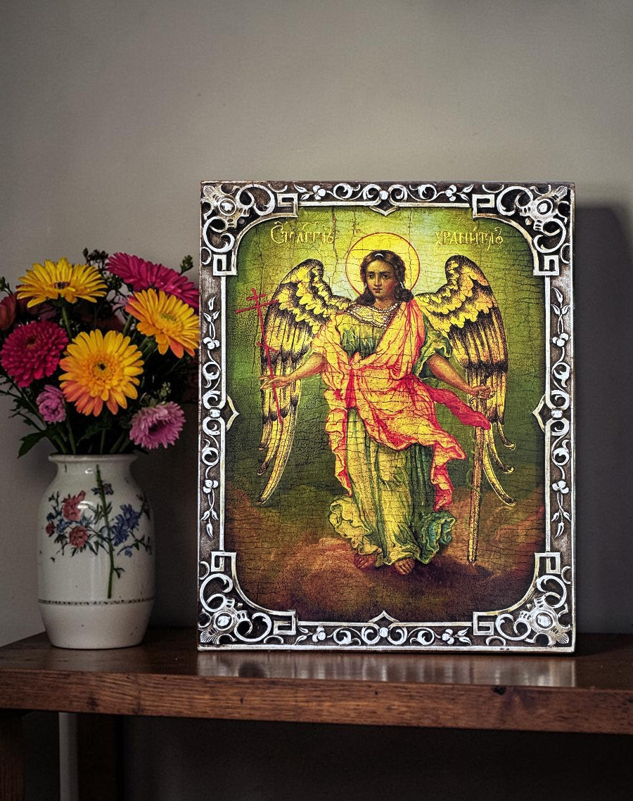 Icon of the Holy Guardian Angel with Sword and Cross 