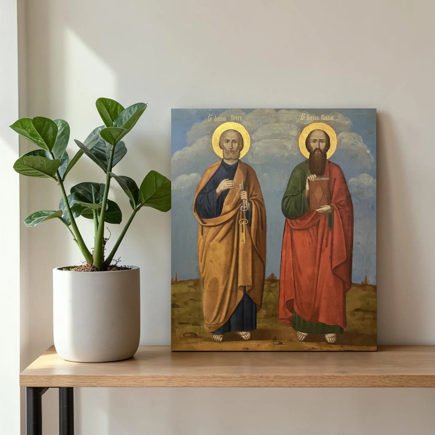 Religious artwork of two chief apostles pillars of the Church
