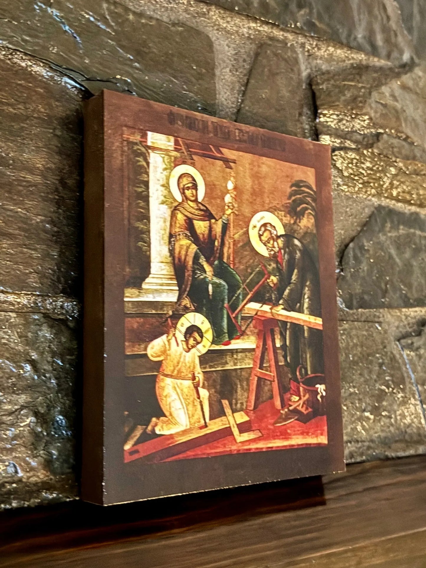 Holy Family at Work Icon Physical Labor of Jesus, Mary and Joseph icons