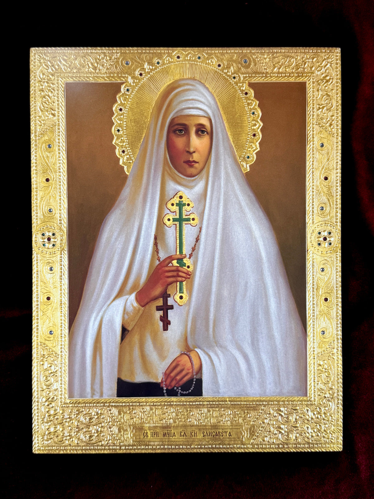 Saint Martyr Duchess Elizabeth (Elisaveta) Fedorovna Romanova. Wooden orthodox icon