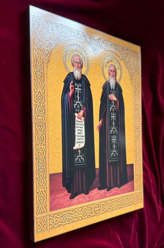 Icon of Venerable Sergius of Radonezh and Venerable Martyr Sergius of Valaam