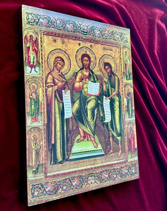 The Deesis is a central theme in Orthodox iconography, emphasizing Christ as the Supreme Judge and Savior, who listens to the prayers of the faithful through the intercession of His most beloved saints