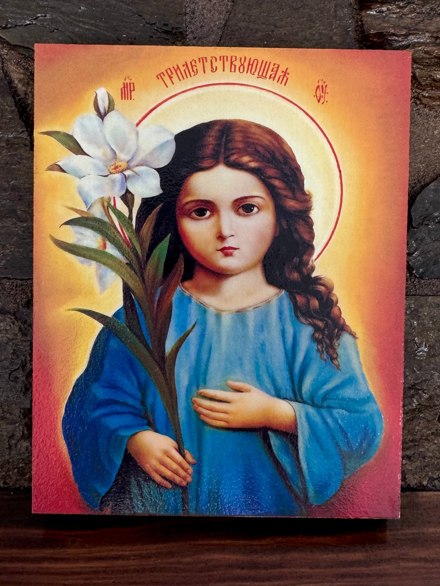 Wooden Icon of the Virgin Mary at 3 Years Old – Symbol of Purity and Holiness icons
