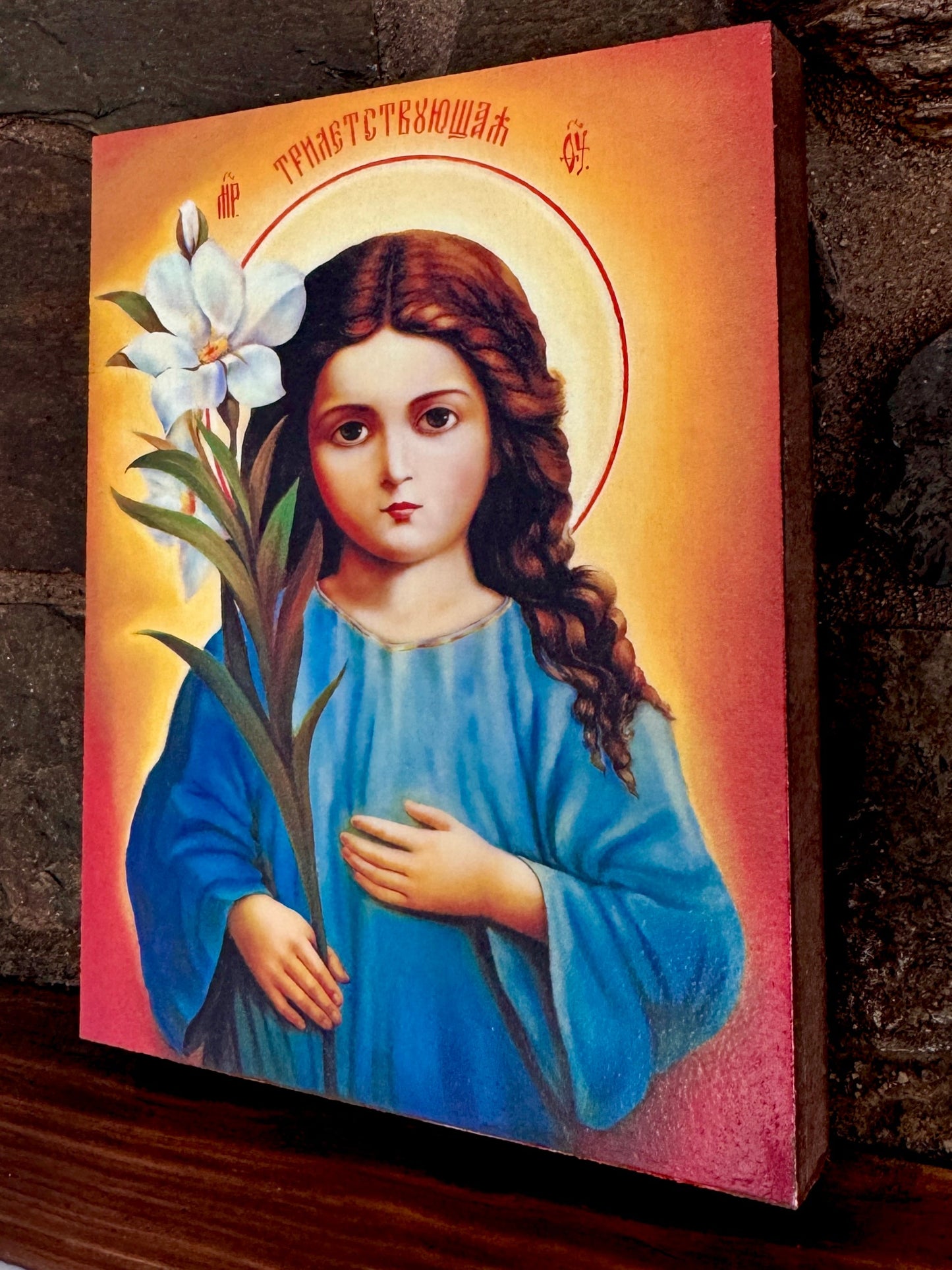 Wooden Icon of the Virgin Mary at 3 Years Old – Symbol of Purity and Holiness icons