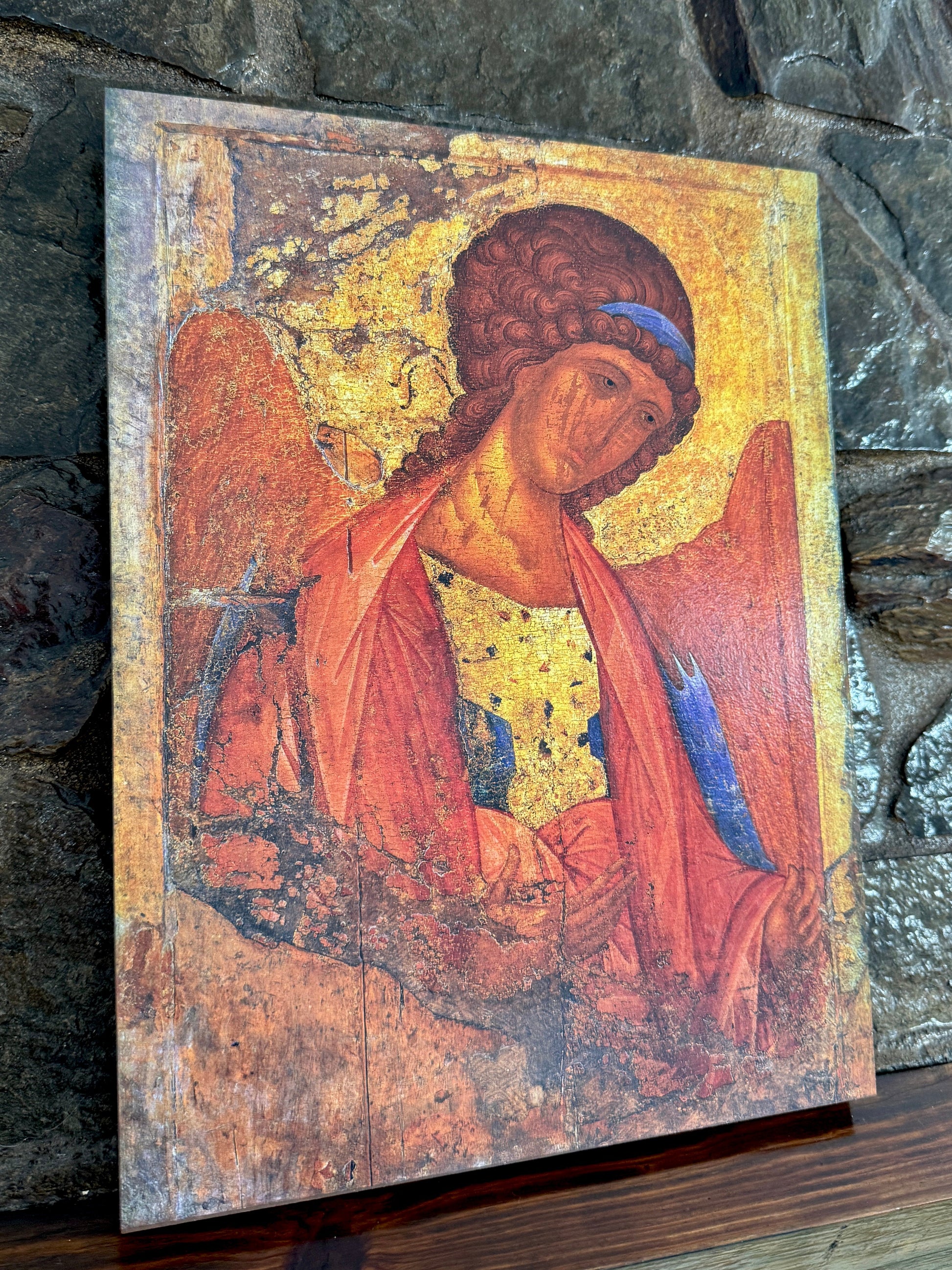 The Archangel Michael by Andrei Rublev. Wooden orthodox icon icons