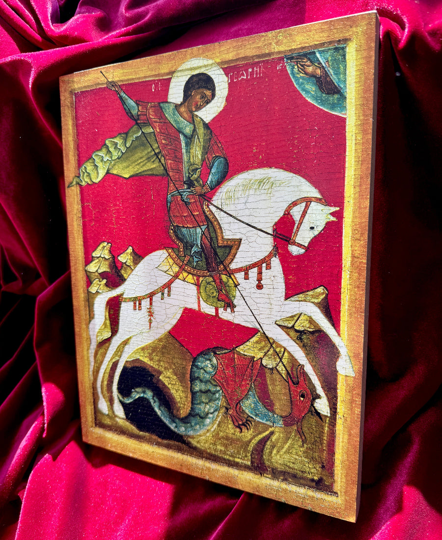 Orthodox Russian Icon of Saint George the Victorious – The Miracle of the Dragon