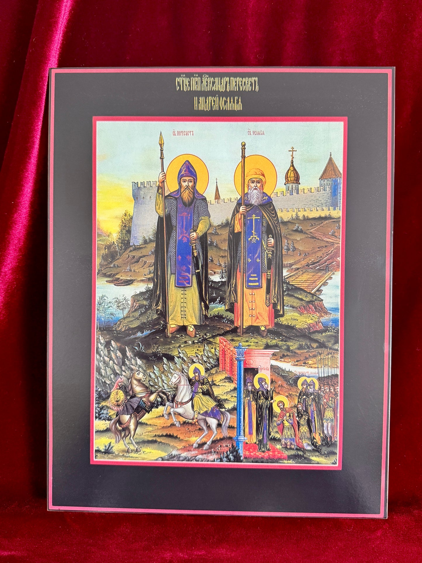 Orthodox Icon of Warrior Saints Alexander (Aleksandr) Peresvet and Andrei (Rodion) Oslyabya