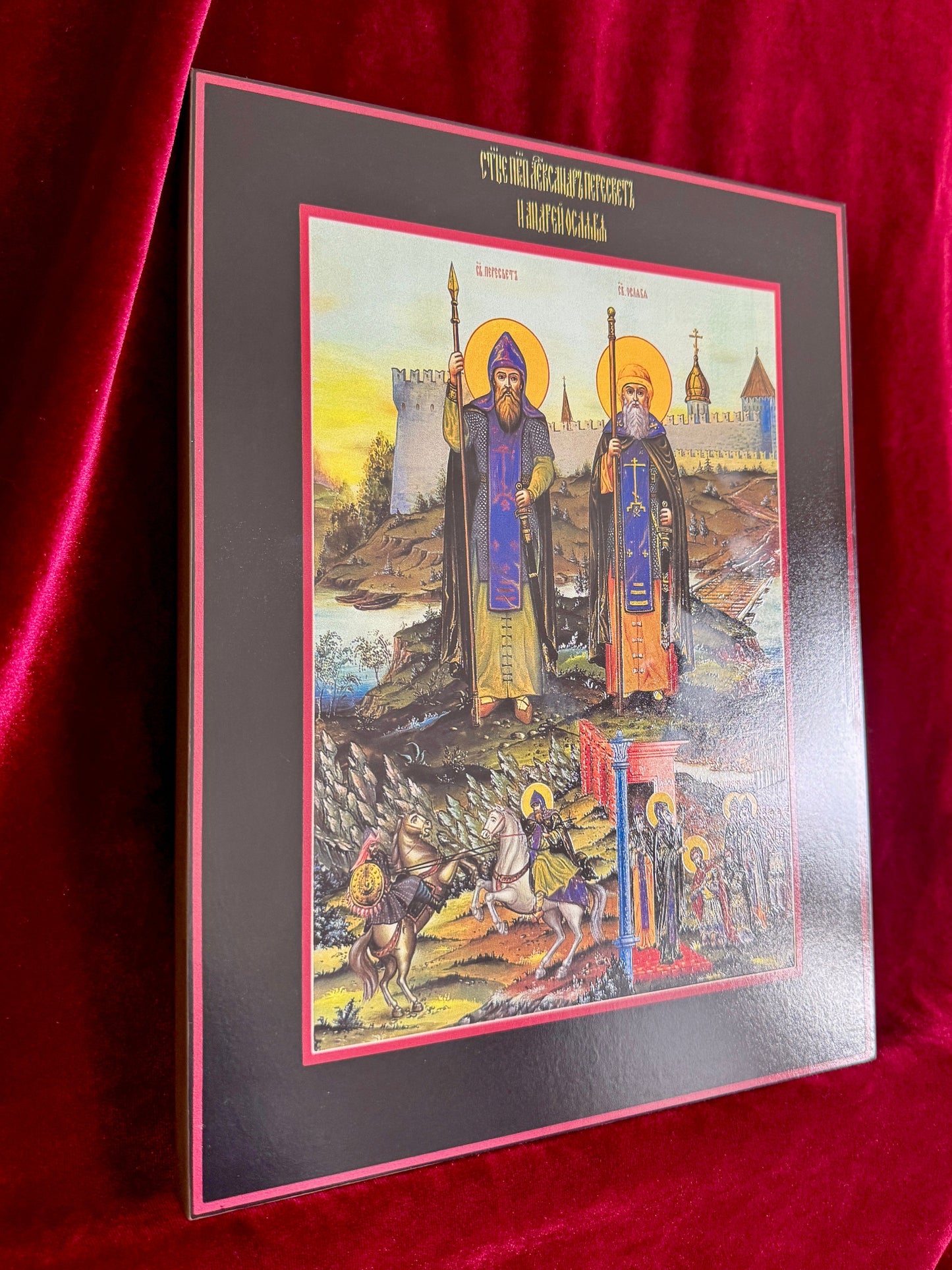 Orthodox Icon of Warrior Saints Alexander (Aleksandr) Peresvet and Andrei (Rodion) Oslyabya
