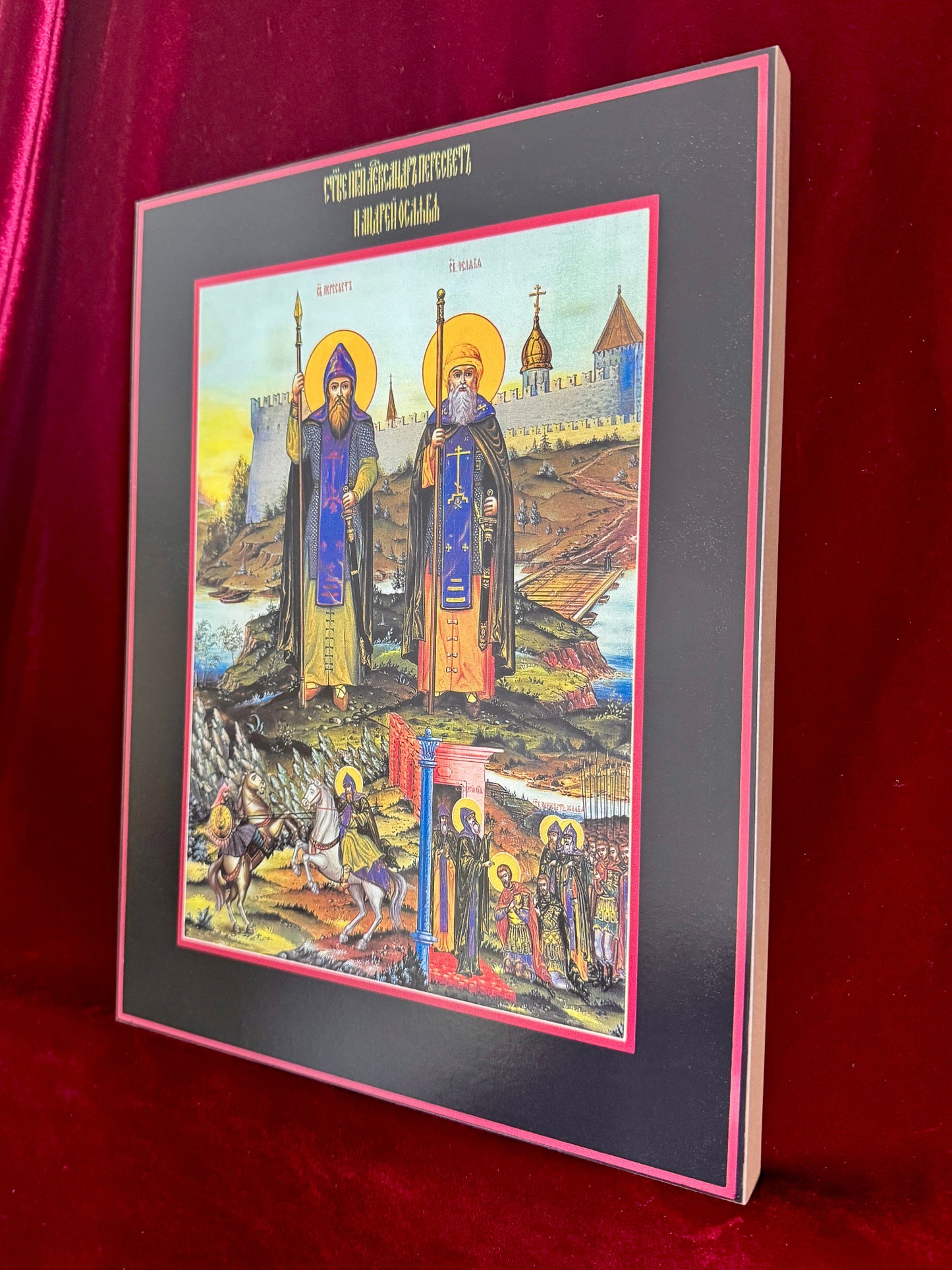 Orthodox Icon of Warrior Saints Alexander (Aleksandr) Peresvet and Andrei (Rodion) Oslyabya