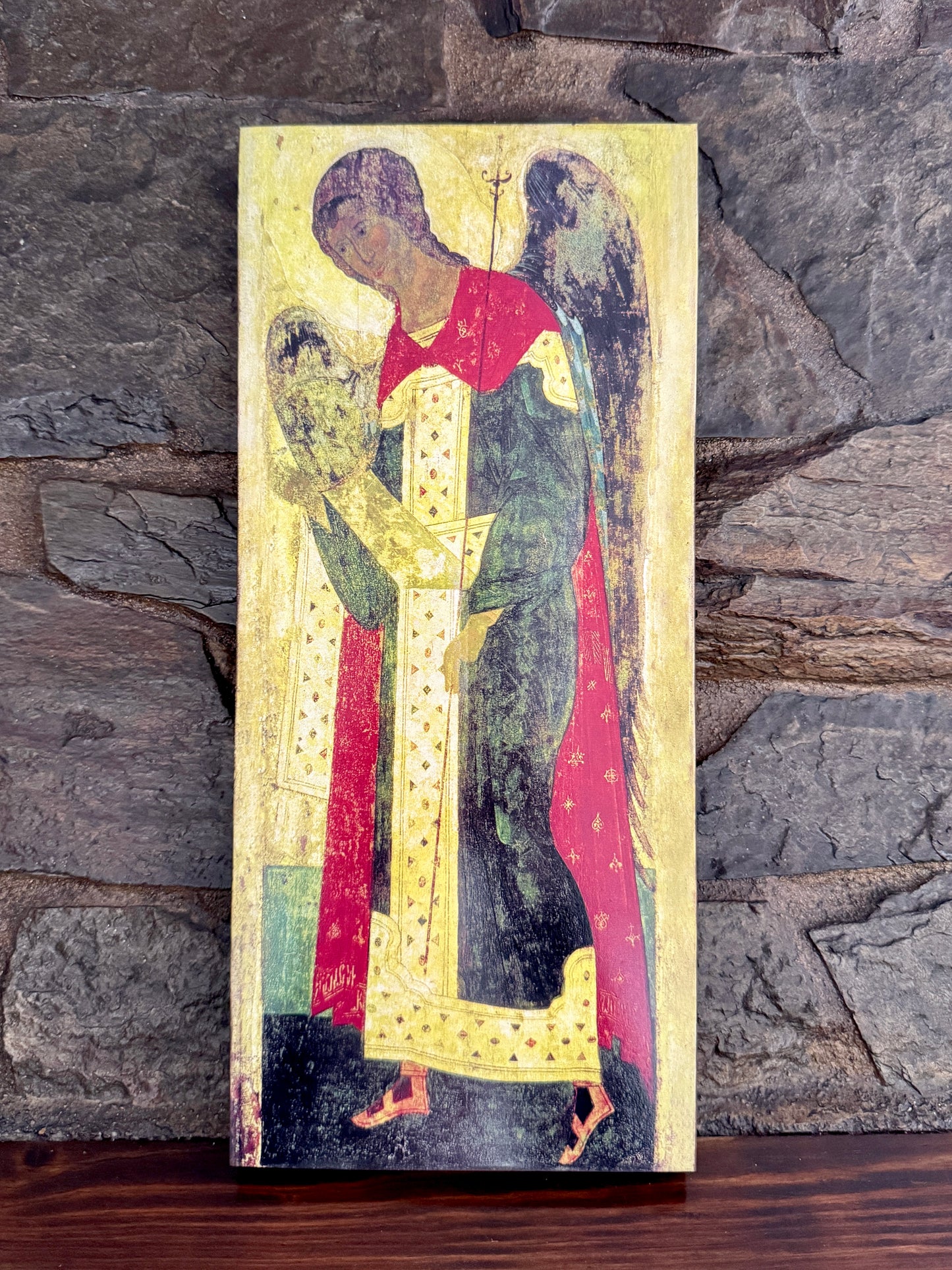 O Arcanjo Gabriel de Andrei Rublev. Ícone ortodoxo de madeira