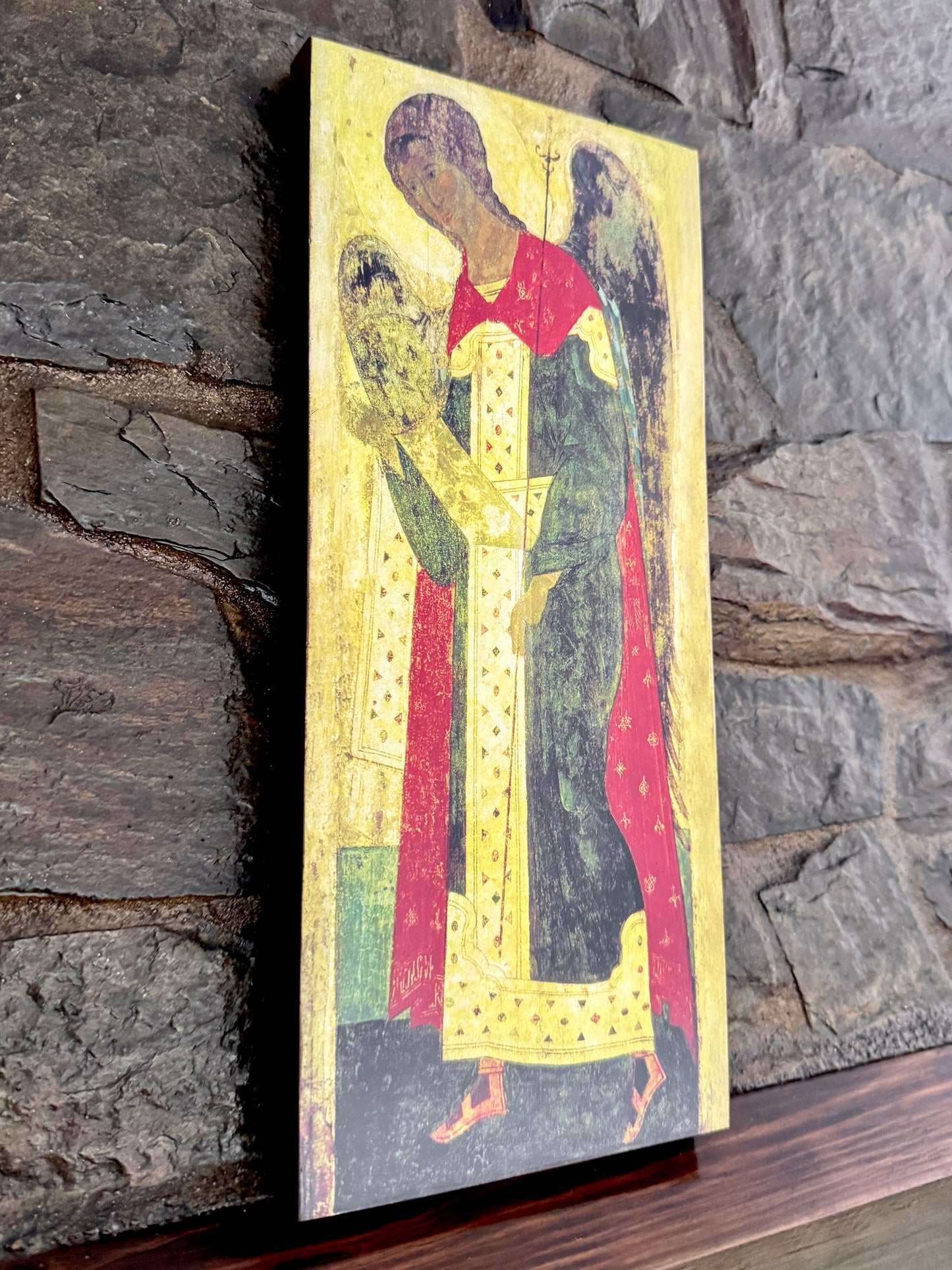 O Arcanjo Gabriel de Andrei Rublev. Ícone ortodoxo de madeira