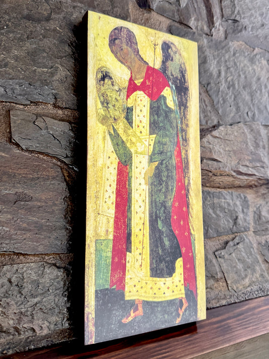 O Arcanjo Gabriel de Andrei Rublev. Ícone ortodoxo de madeira