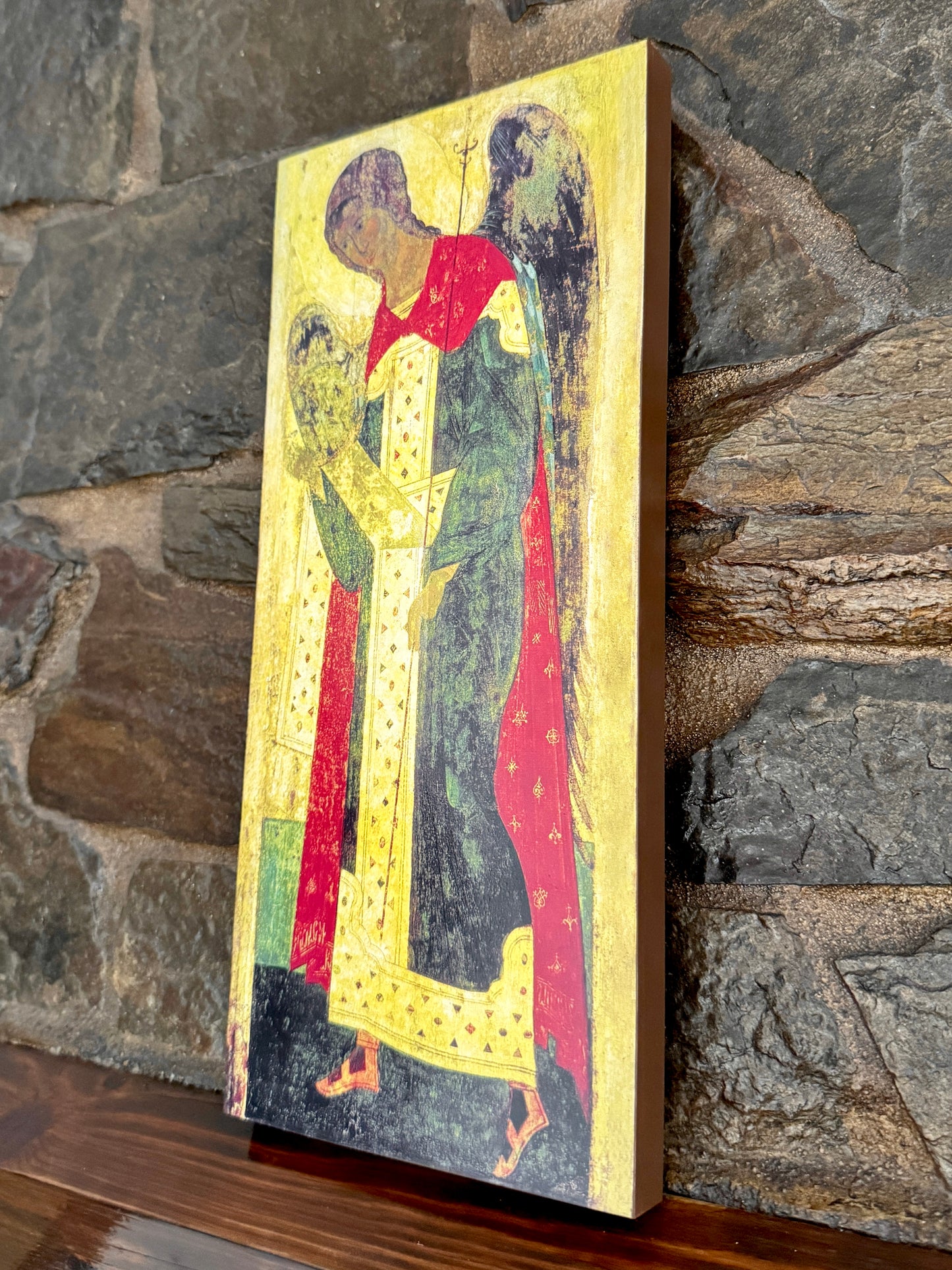O Arcanjo Gabriel de Andrei Rublev. Ícone ortodoxo de madeira